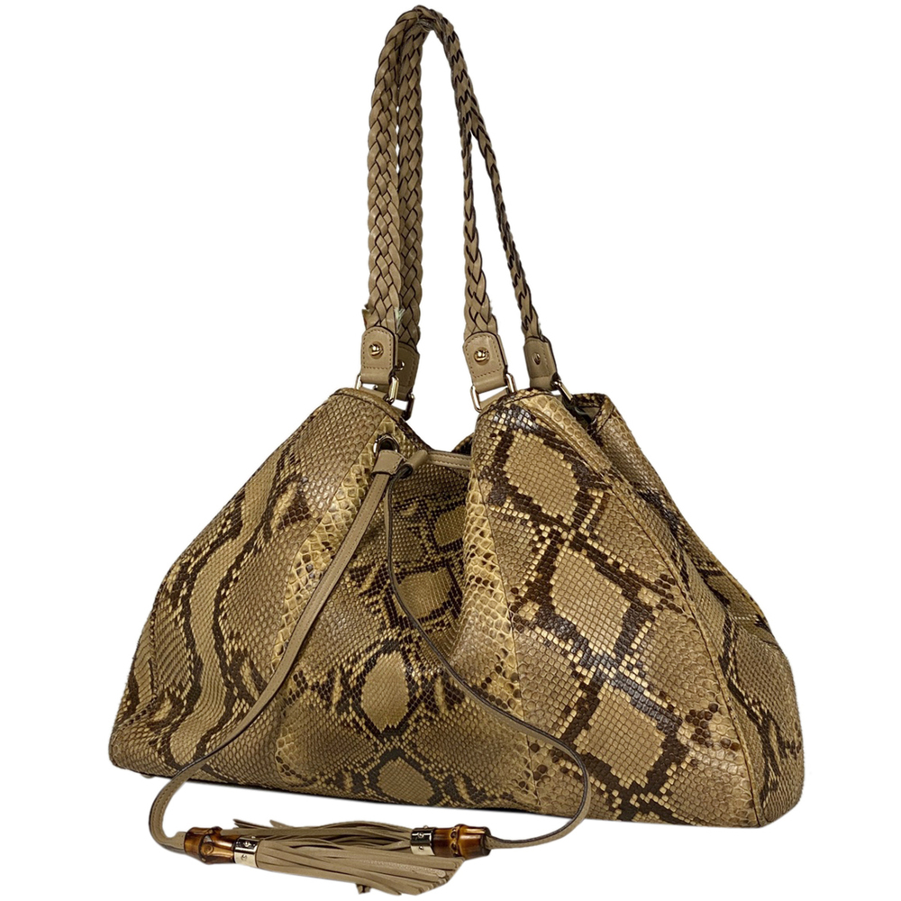 Gucci Bag Tan Tote Bamboo Pattern Python Python - image 2